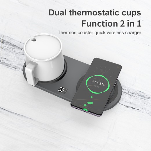 Multifunctional 2 in 1 Thermostatic Cup Mobile Phone Wireless Charger